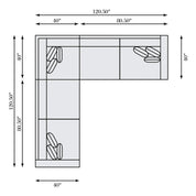 Helena Fabric Sectional Metal Foot