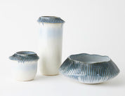 Etched Rimmed Vase – Blue – Small