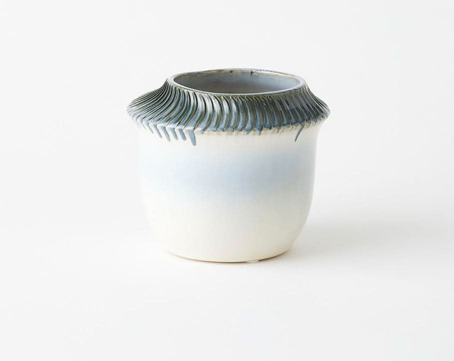 Etched Rimmed Vase – Blue – Small