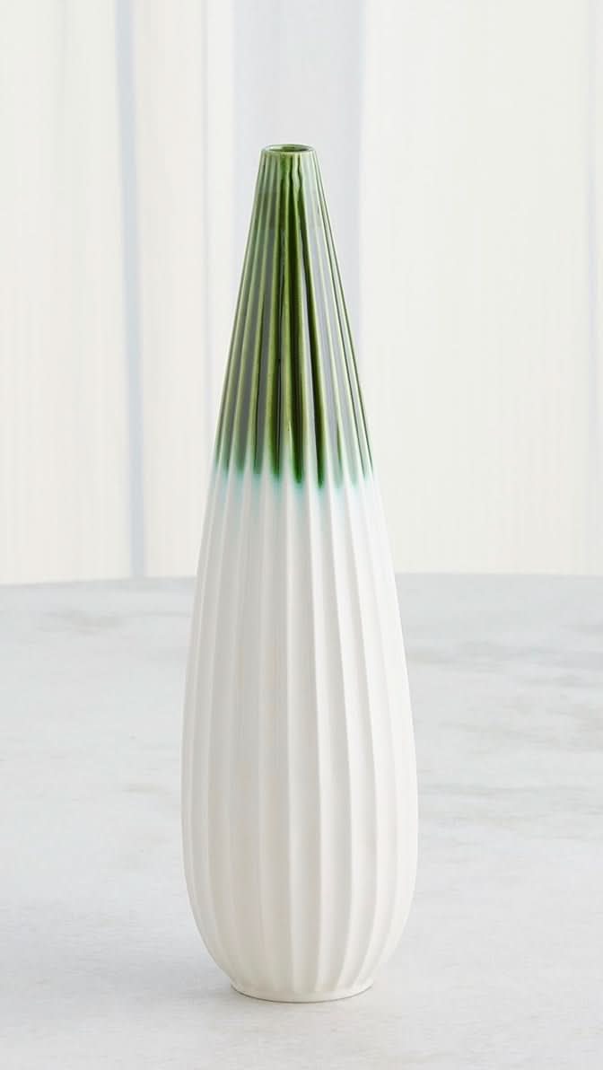 Furrow Taper Vase – Emerald – Small