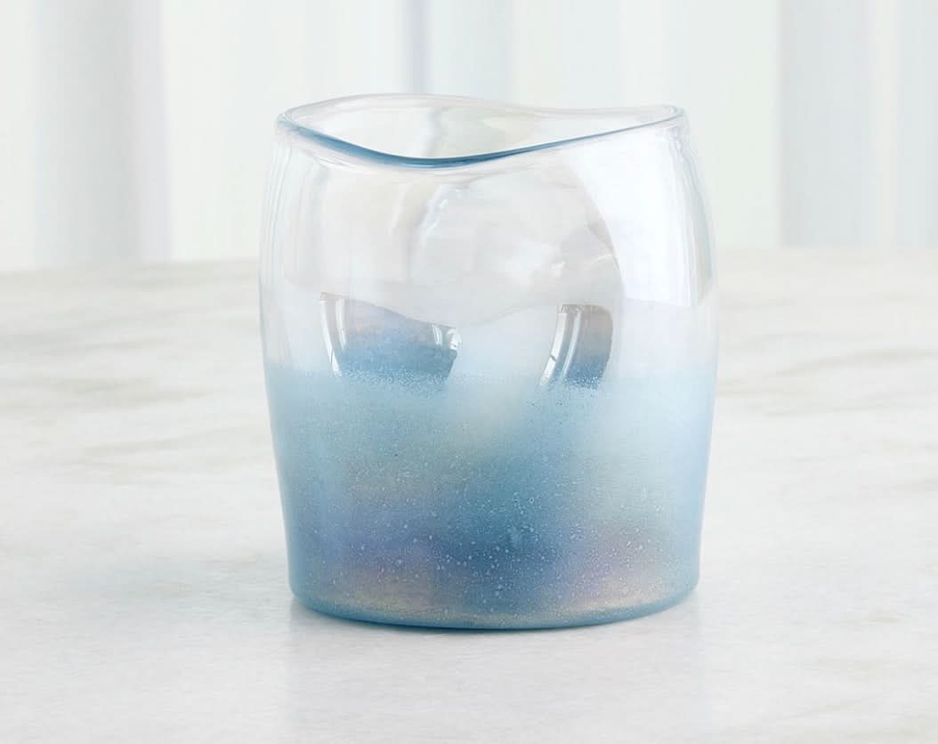 Irregular Cylinder Vases – Clear/Blue-Small
