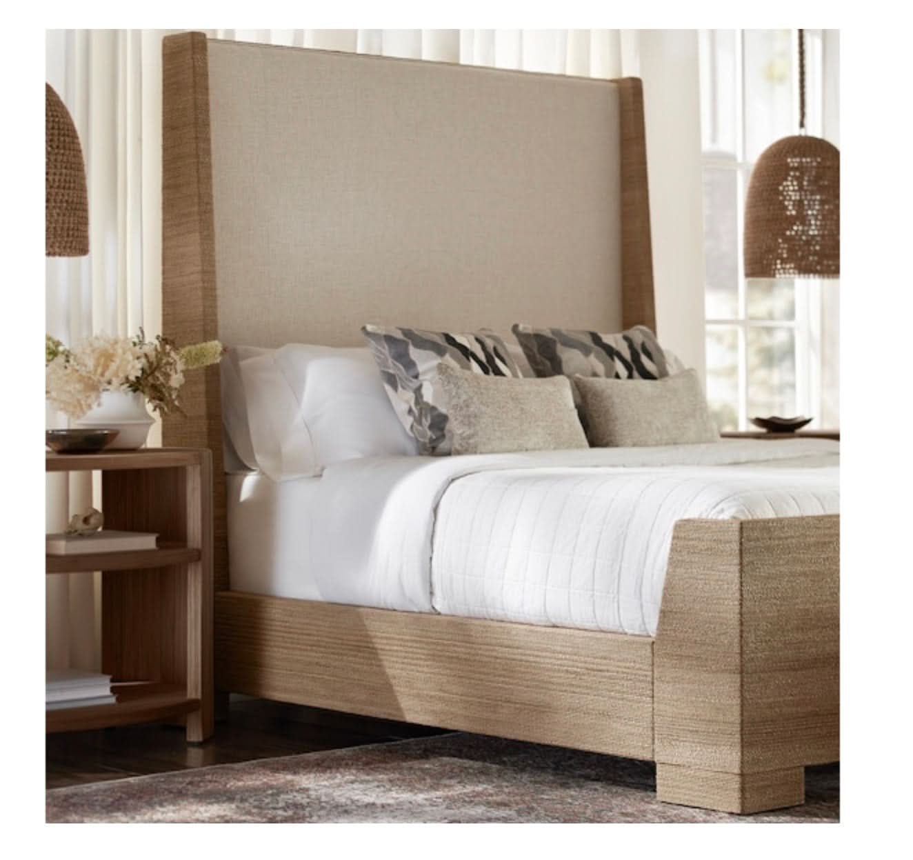Woodside Sleigh Bed Queen, Natural
