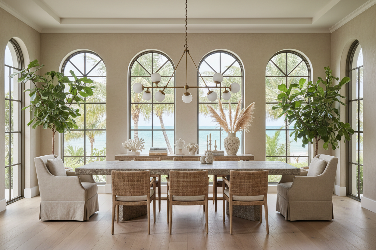 How to Design a Luxury Coastal Dining Room in Florida: Tables, Chairs, and Lighting Guide