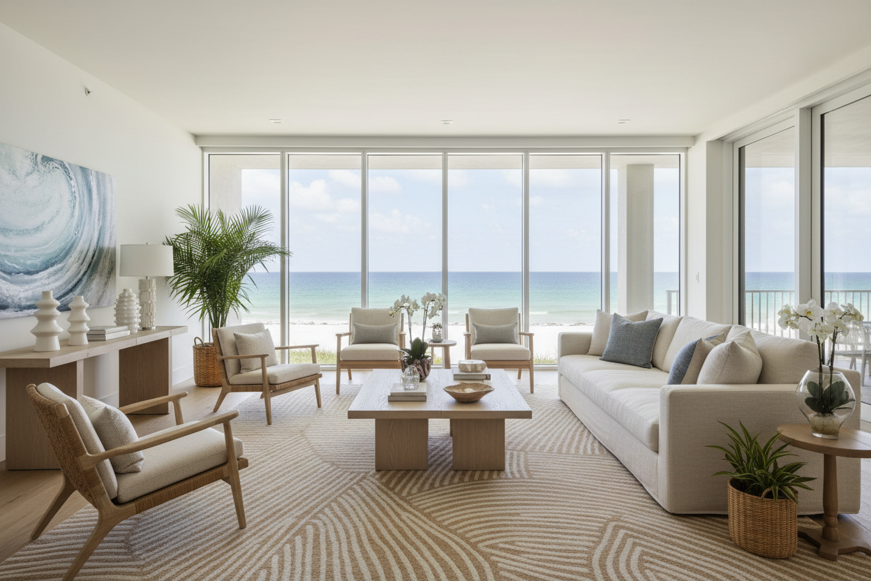 How to Choose a Luxury Area Rug for a Coastal Florida Living Room