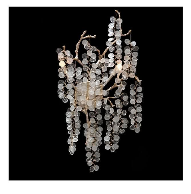 SHIRO-NODA TWO-LIGHT DRAMATIC GLASS CLUSTER WALL SCONCE