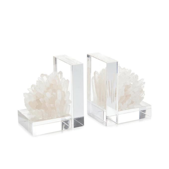 SET OF TWO QUARTZ CRYSTAL BOOKENDS