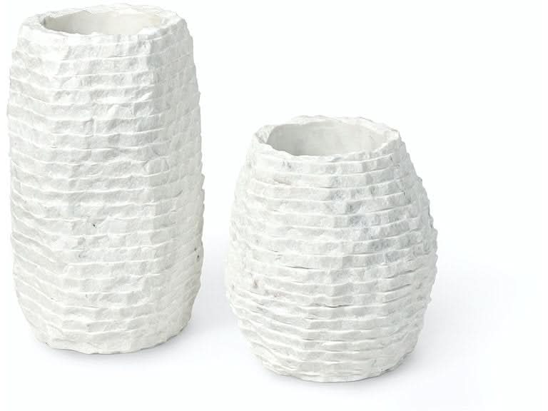 AMBROSE CHISELED MARBLE VASE, TALL