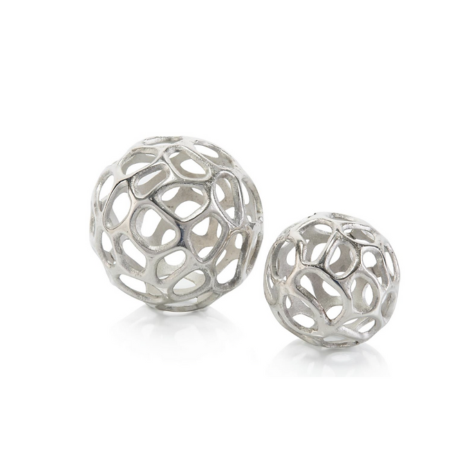 SET OF TWO SILVER BALLS WITH HOLES
