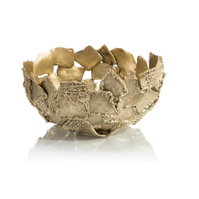 TEXTURE AND SHAPE BRASS WIDE BOWL