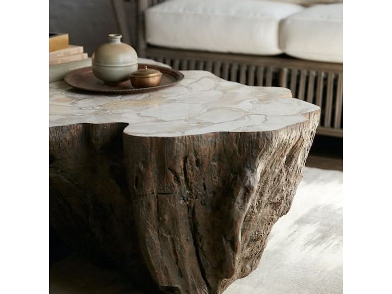 CHLOE FOSSIL CLAM LAVA COFFEE TABLE