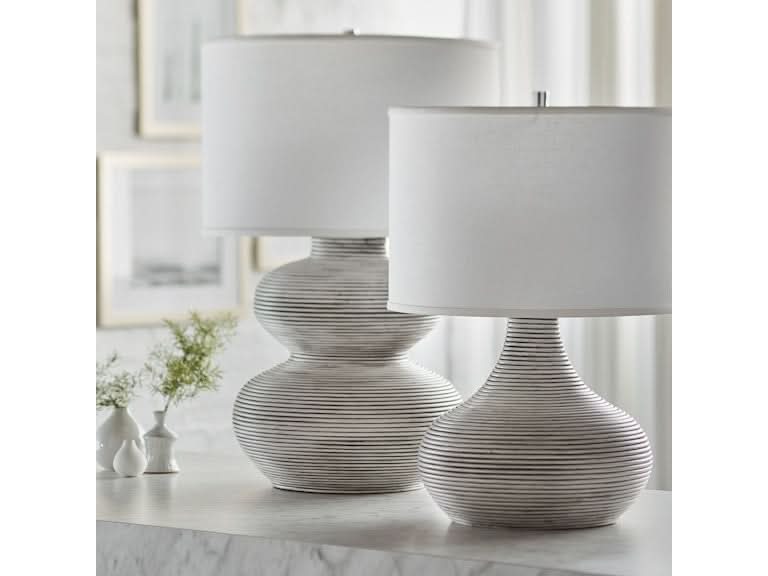 HEWITT TABLE LAMP TALL WHITEWASH