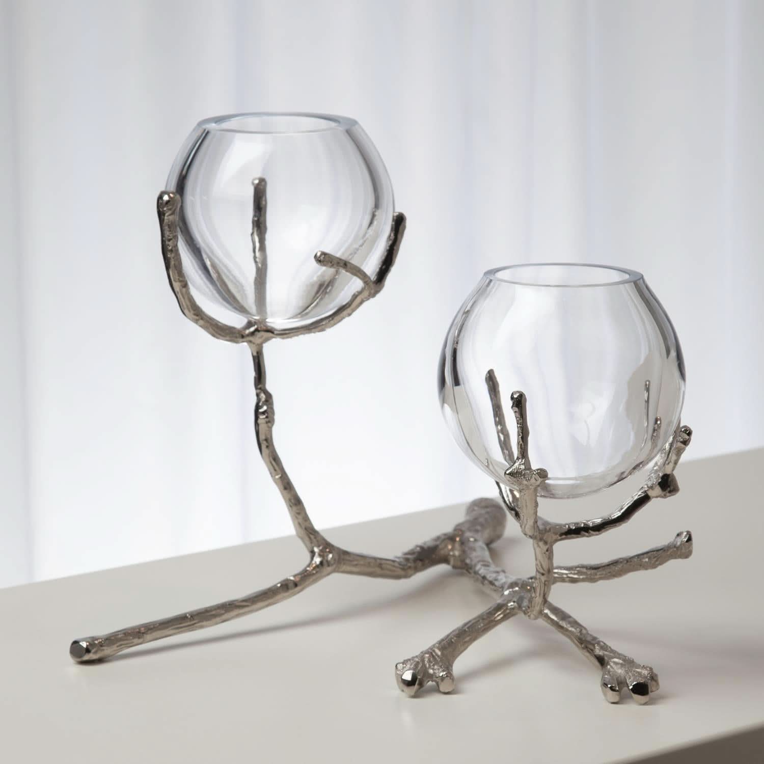 TWIG 2 VASE HOLDER-NICKEL
