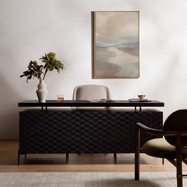 RAFFAEL DESK - CARVED BLACK WASH