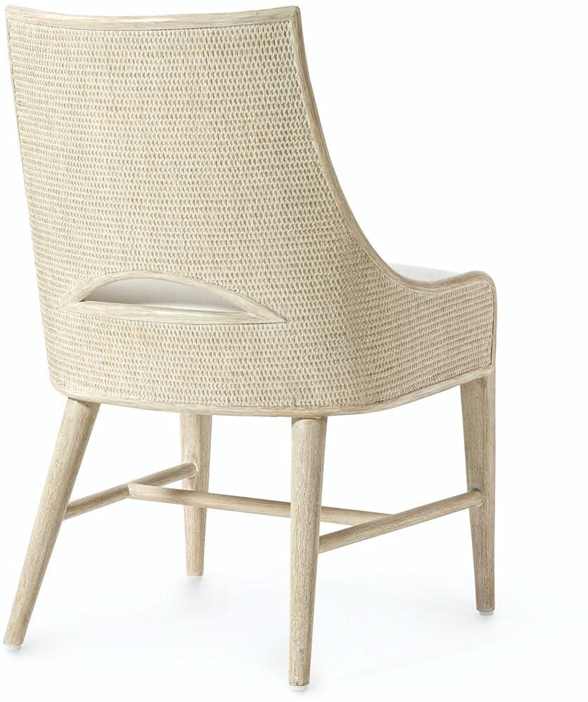 Palecek Avalon Side Chair Cerused White – Cane Matting Coastal Dining