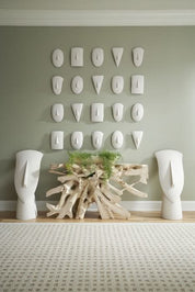 GEOMETRIC CYCLADIC WALL ART SET OF 5, WHITE STONE