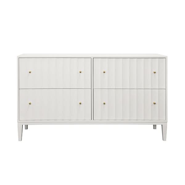 Worlds Away Angus Four Drawer Chest With Fluted Detail in Matte White Lacquer Worlds Away Angus Four Drawer Chest With Fluted Detail in Matte White Lacquer
