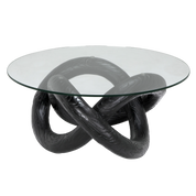 Phobos Coffee Table With Glass , Black Resin  - Marisol Gullo Interiors