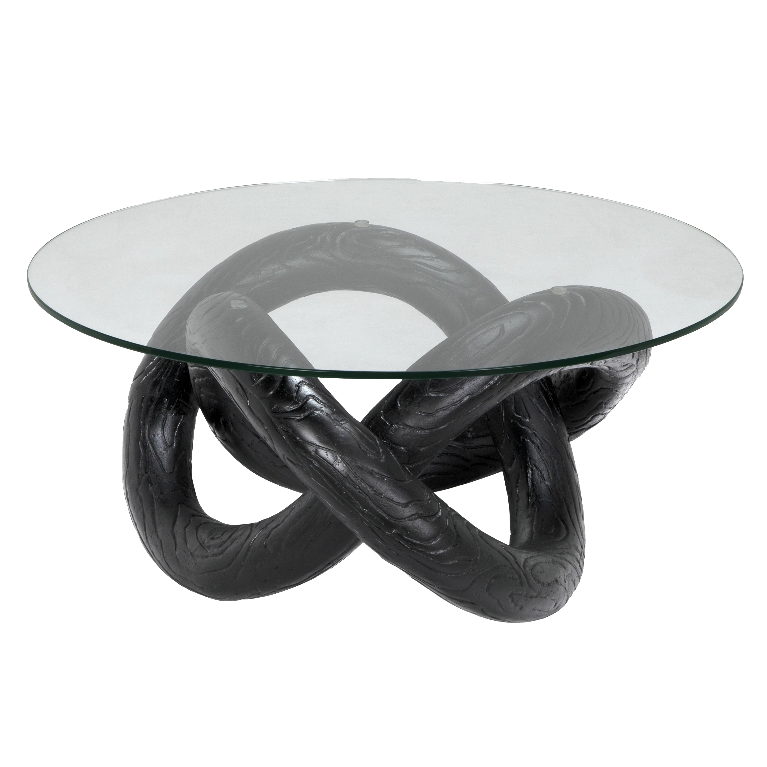 Phobos Coffee Table With Glass , Black Resin  - Marisol Gullo Interiors