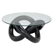 Phobos Coffee Table With Glass , Black Resin  - Marisol Gullo Interiors