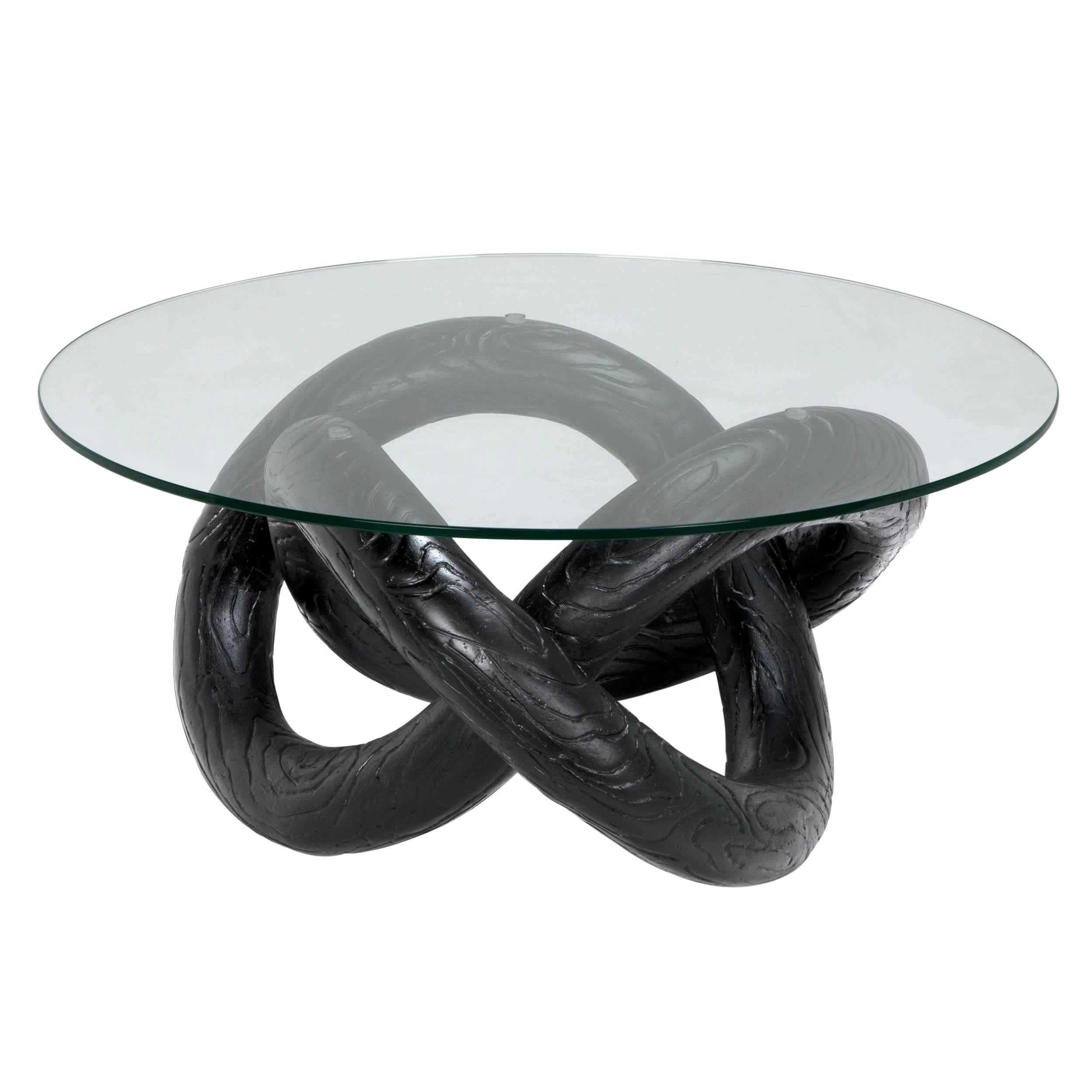Phobos Coffee Table With Glass , Black Resin  - Marisol Gullo Interiors
