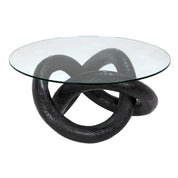 Phobos Coffee Table With Glass , Black Resin  - Marisol Gullo Interiors