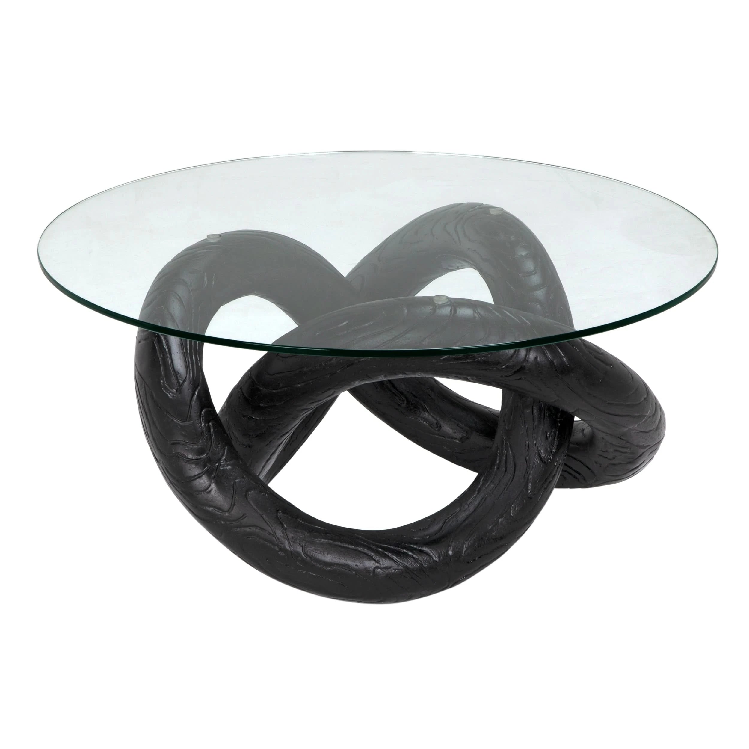 Phobos Coffee Table With Glass , Black Resin  - Marisol Gullo Interiors