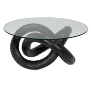 Phobos Coffee Table With Glass , Black Resin  - Marisol Gullo Interiors