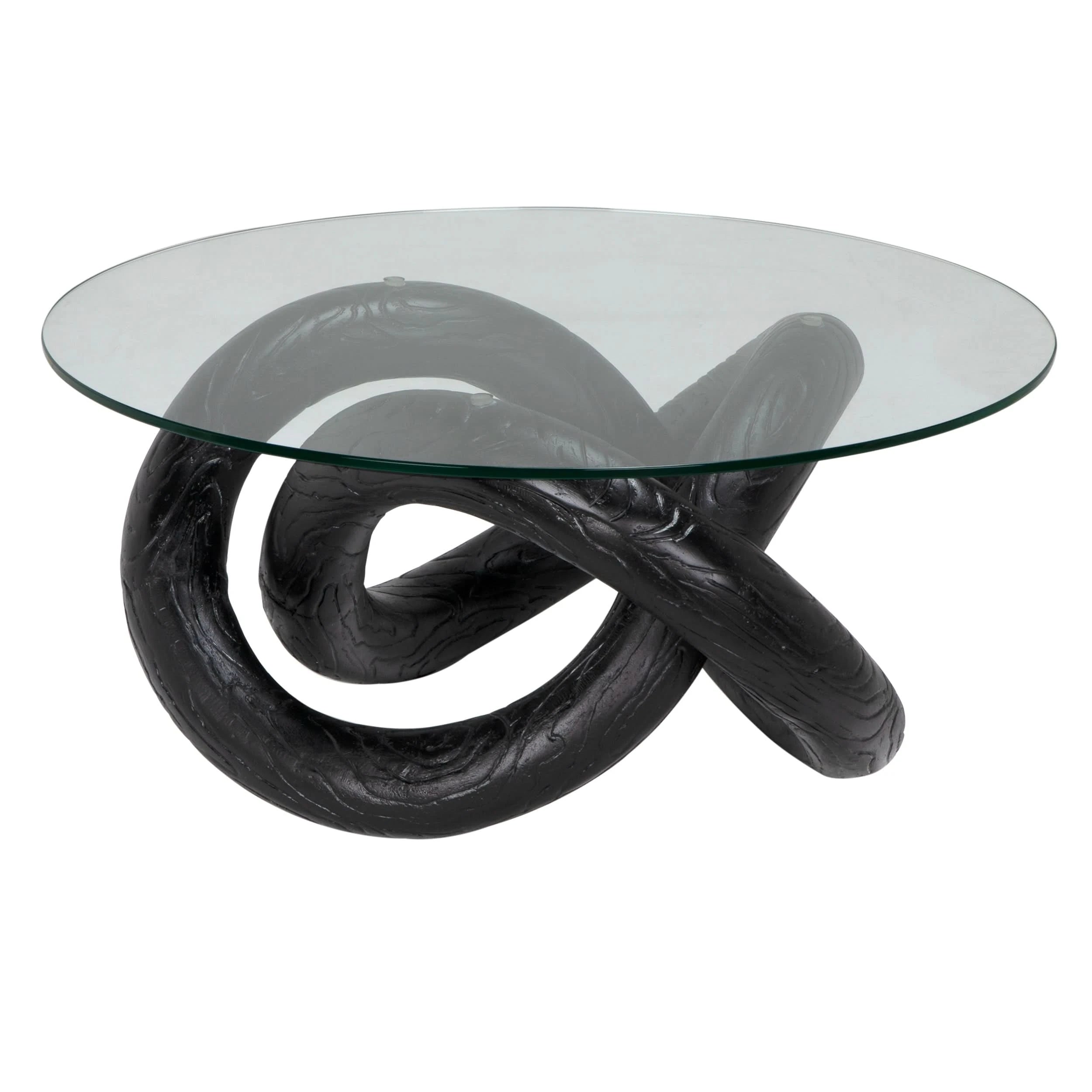Phobos Coffee Table With Glass , Black Resin  - Marisol Gullo Interiors