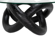 Phobos Coffee Table With Glass , Black Resin  - Marisol Gullo Interiors