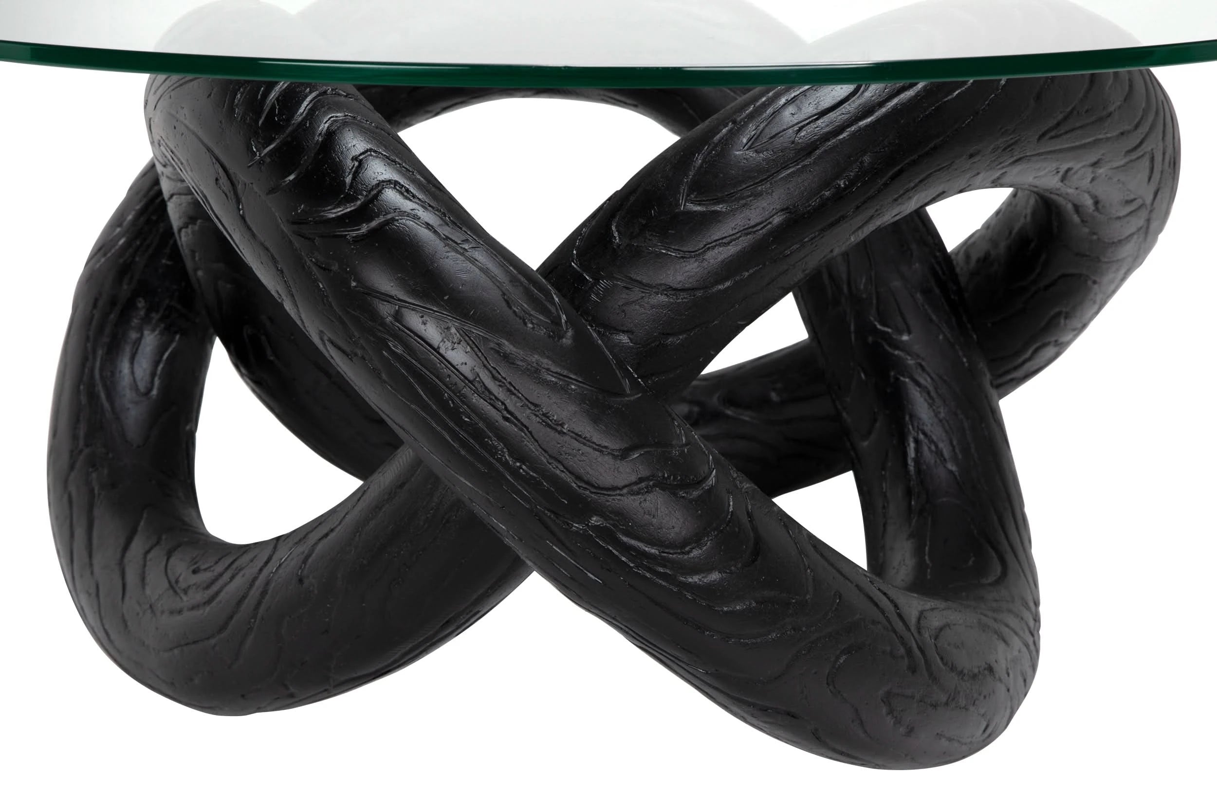 Phobos Coffee Table With Glass , Black Resin  - Marisol Gullo Interiors