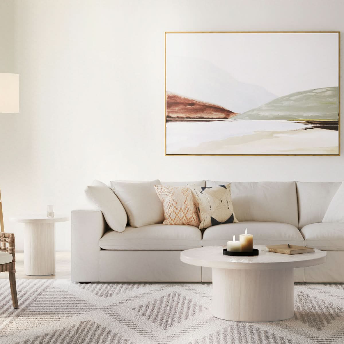 ZANE 42" ROUND MANGO WOOD COFFEE TABLE, KD, WHITE WASH