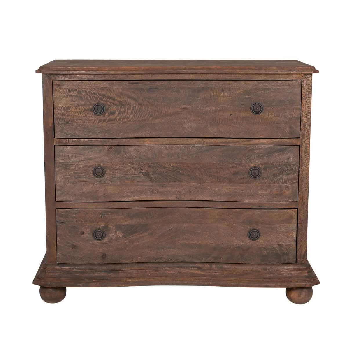 JOAN 3 DRAWER MANGO WOOD DRESSER, DARK BROWN