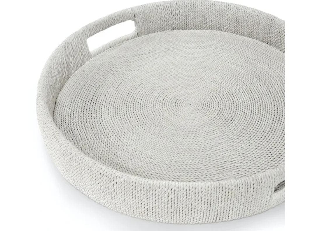 MONARCH ROUND TRAY SMALL WHITE SAND