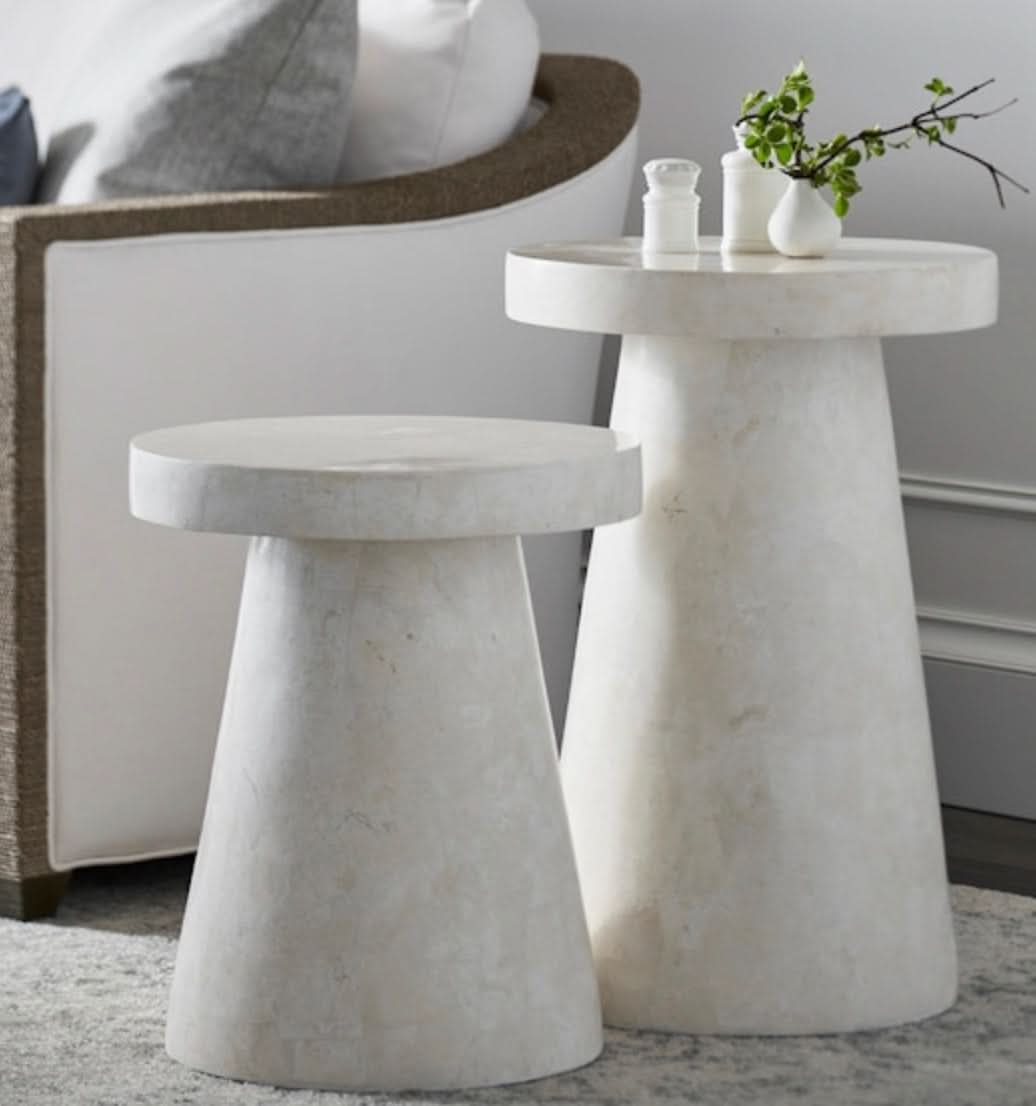 Foley Stone Outdoor Side Table White