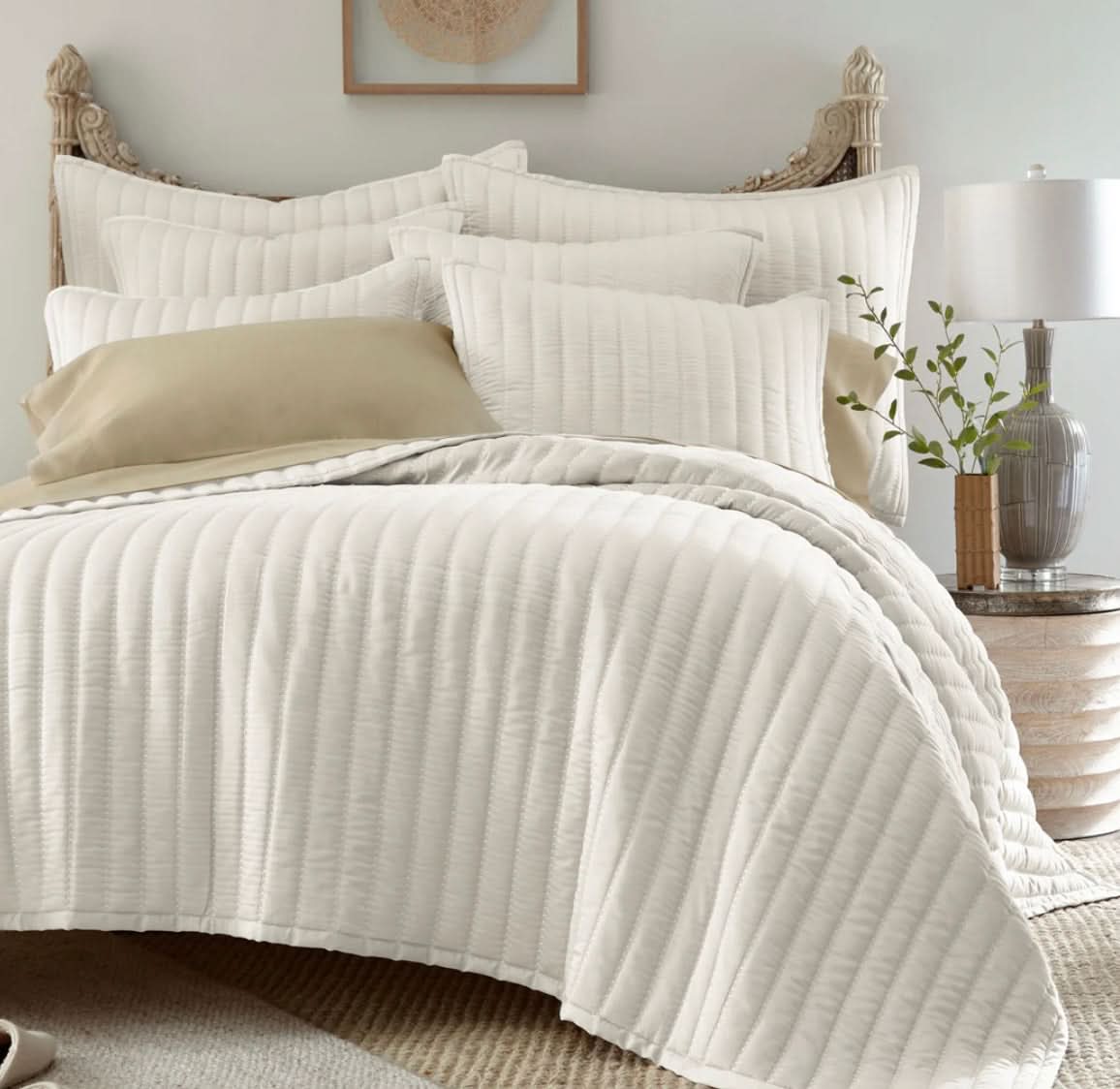 Urban Bamboo Ivory Coverlet-King-Ivory