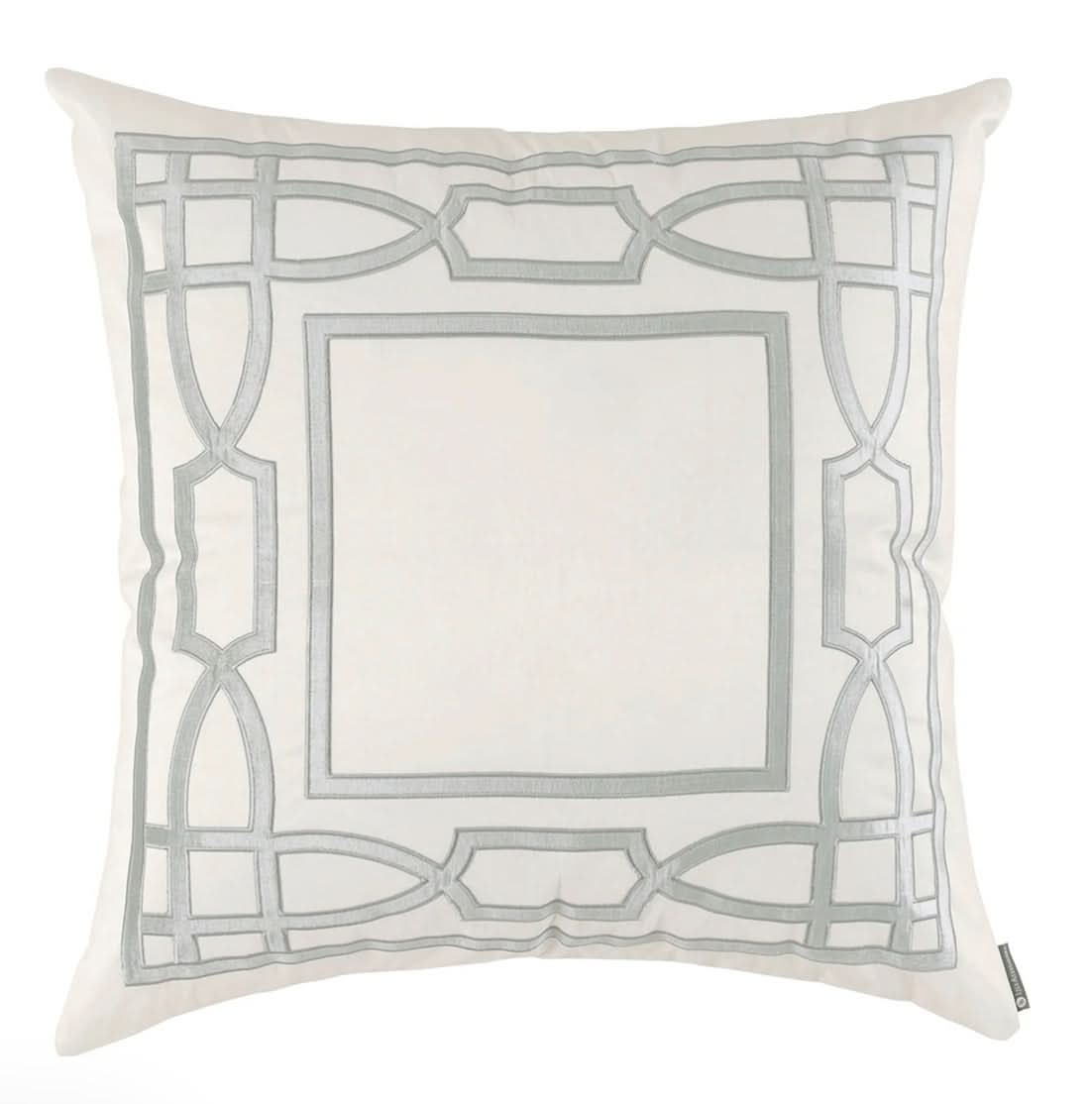 Trey Euro Border Pillow – Ivory & Aquamarine