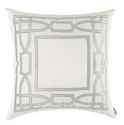 Trey Euro Border Pillow – Ivory & Aquamarine
