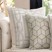 Trey Euro Border Pillow – Ivory & Aquamarine