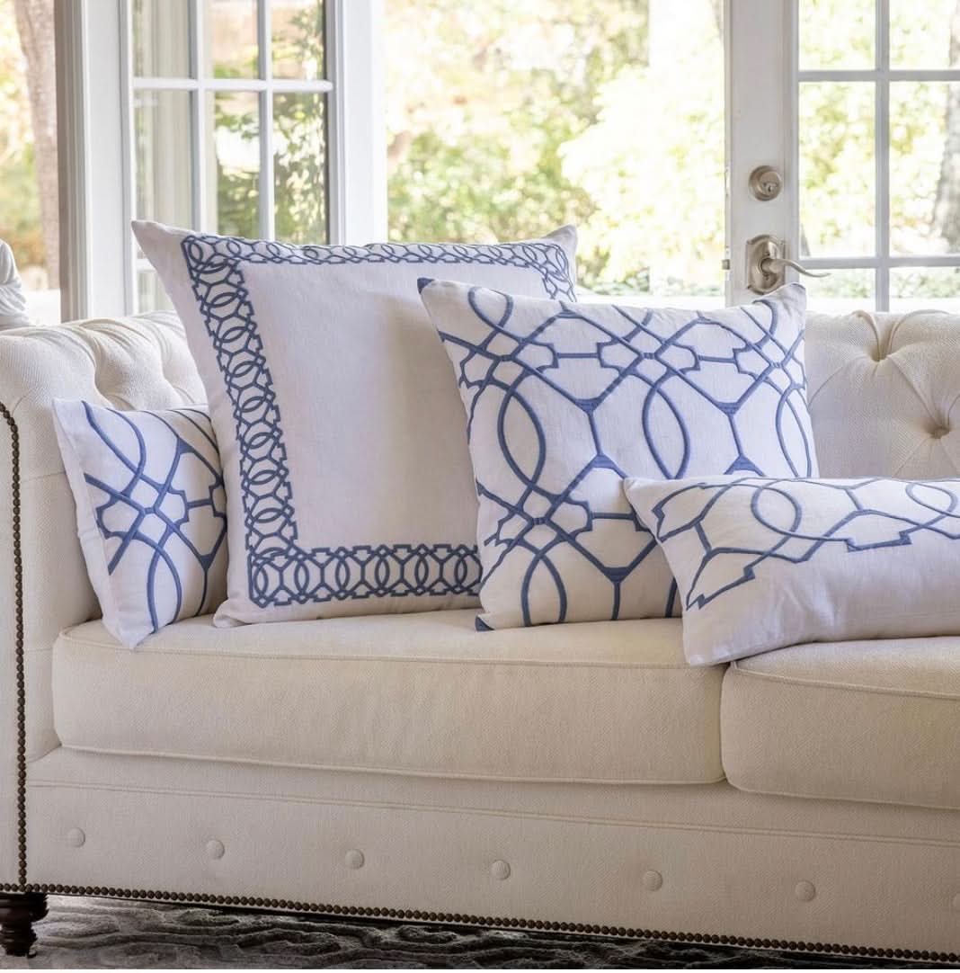 Magic European Pillow – White & Azure 28x28