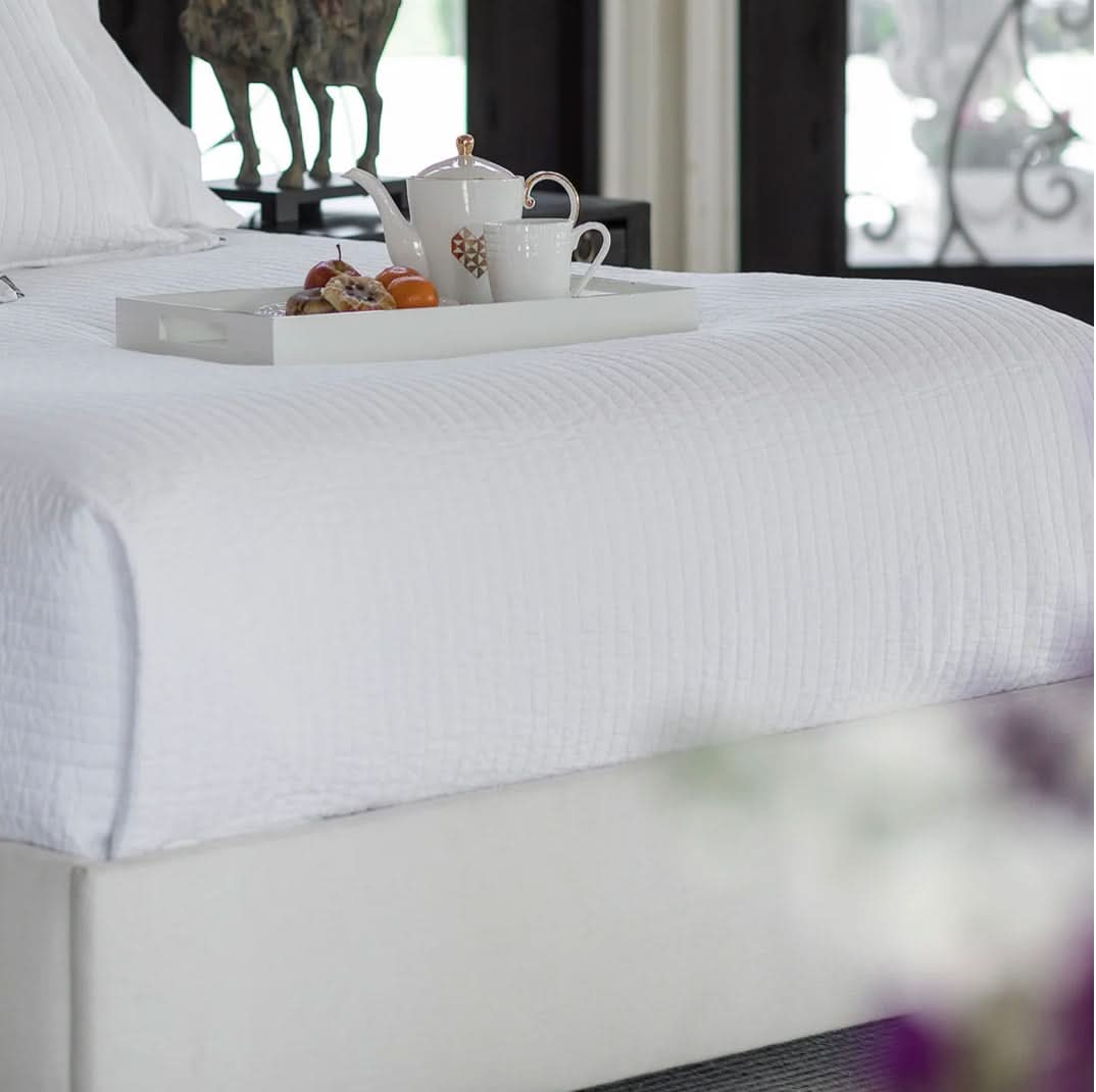 Tessa Quilted Coverlet- White Linen-King