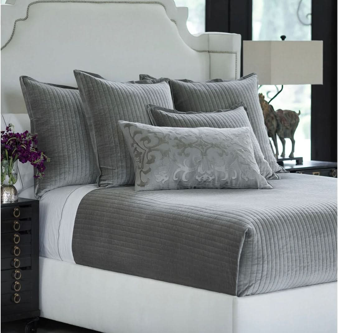 Aria Quilted Coverlet- LT Grey-King