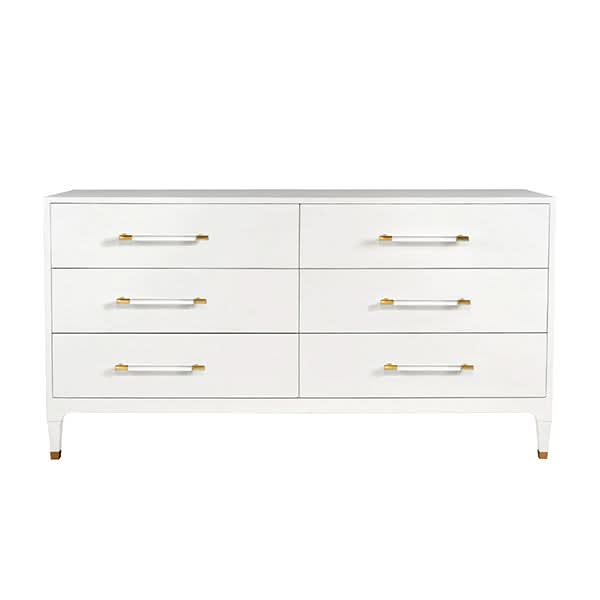 Worlds Away Maren Dresser – White Lacquer Modern Dresser