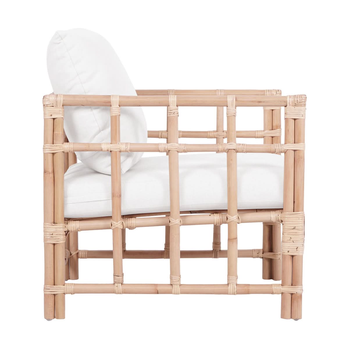 BAYU OPEN SQUARE LATTICE FRAME RATTAN OCCASIONAL CHAIR