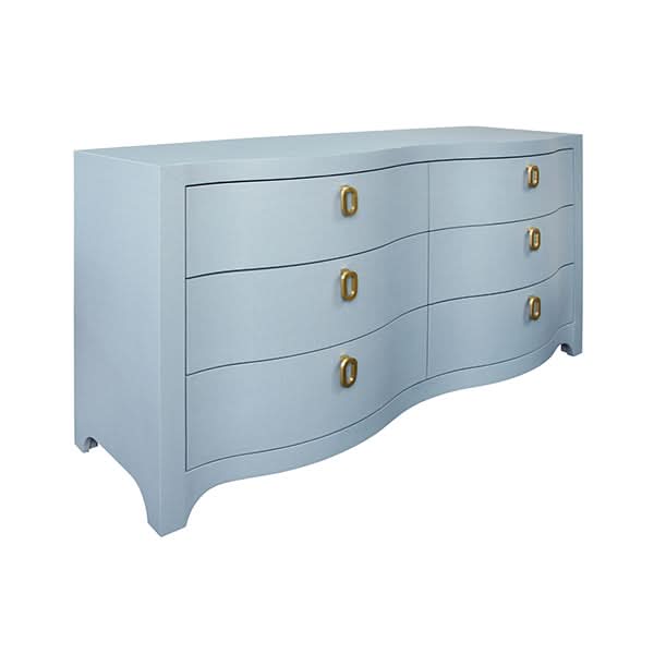 Worlds Away Rosie Dresser – Light Blue Lacquer 6-Drawer Dresser