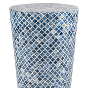TABLA ROUND INLAY STOOL, BLUE AND WHITE