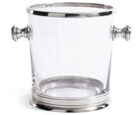 Zodax St. Anton Pewter and Glass Ice Bucket with Handles