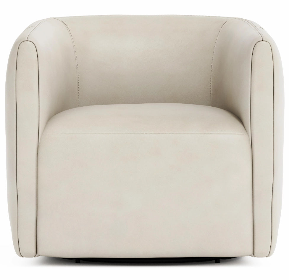 Bernhardt Aline Leather Swivel Chair – Modern Barrel Armchair