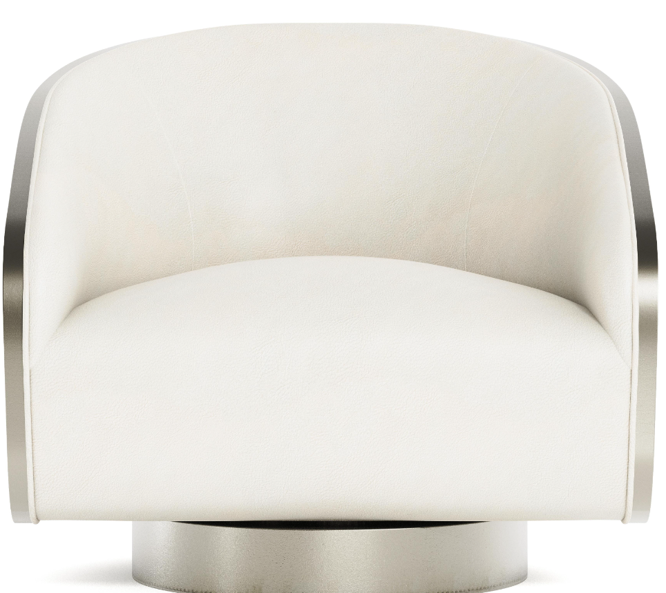 Bernhardt Miles Leather Swivel Chair – Modern Barrel Accent Chair