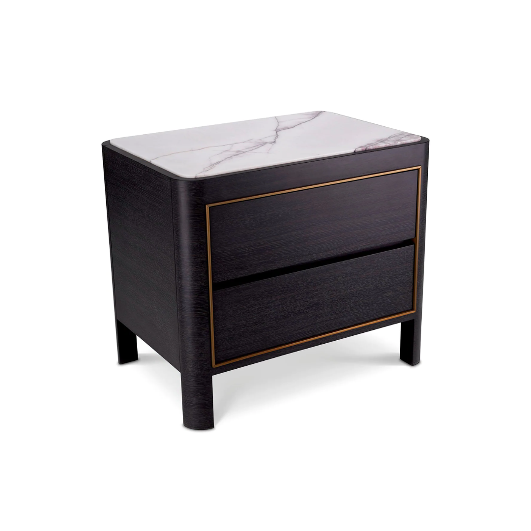 WrappedinacharcoalgreyoakveneercasingandembellishedwithanItalianbiancolilacmarbletabletop_thisbeautifulpiecewillenhancethestyleofyourbedroom.Thedrawersareframedbya.png