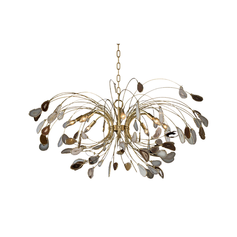 Agate and Brass Eight Light Chandelier